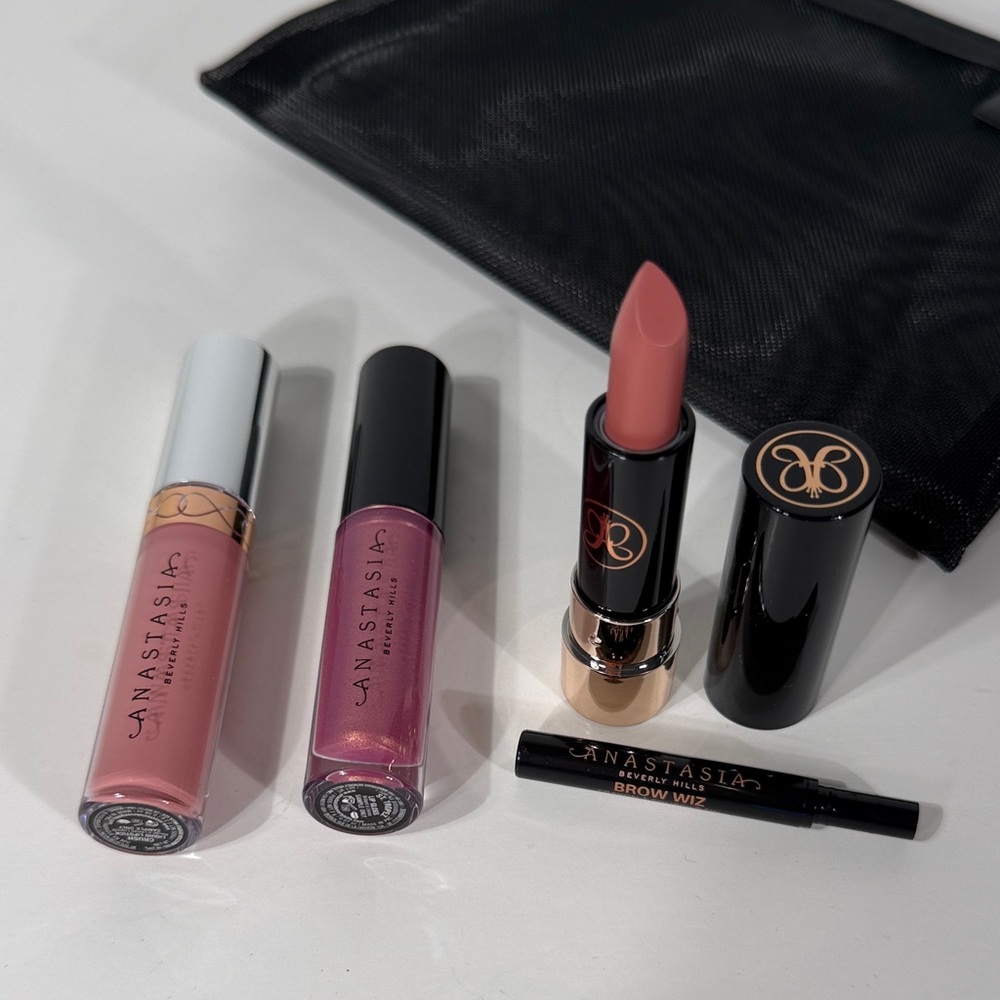 Anastasia Beverly Hills Pink & Mauve Lipstick and Gloss Trio - Crush, Kiss, Med